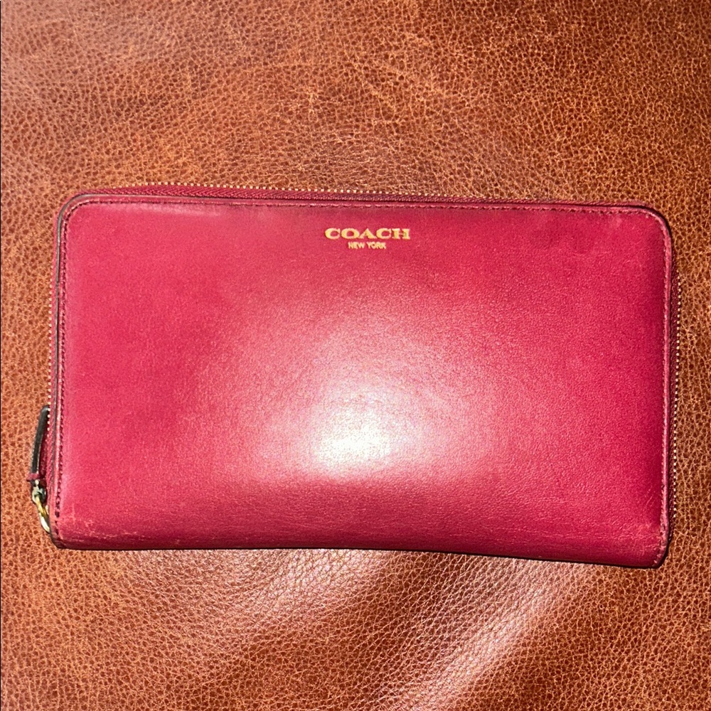 Coach Leather Zip Around Wallet